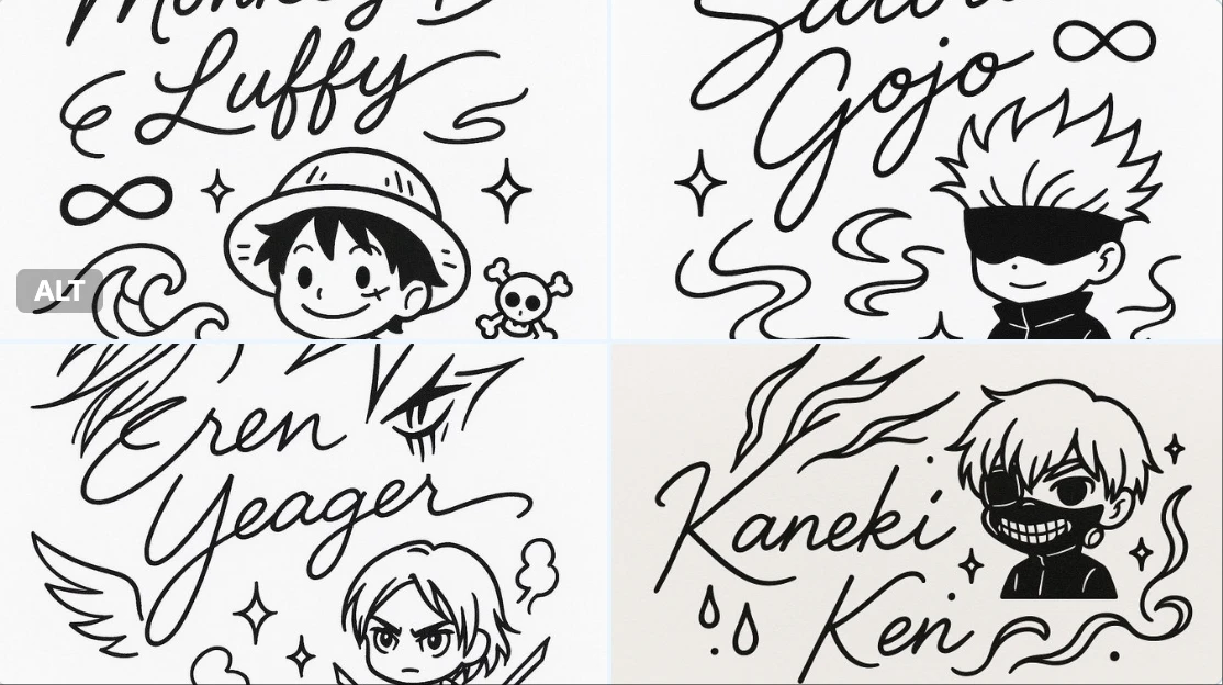Beloved Character Making Anime Style Signature
