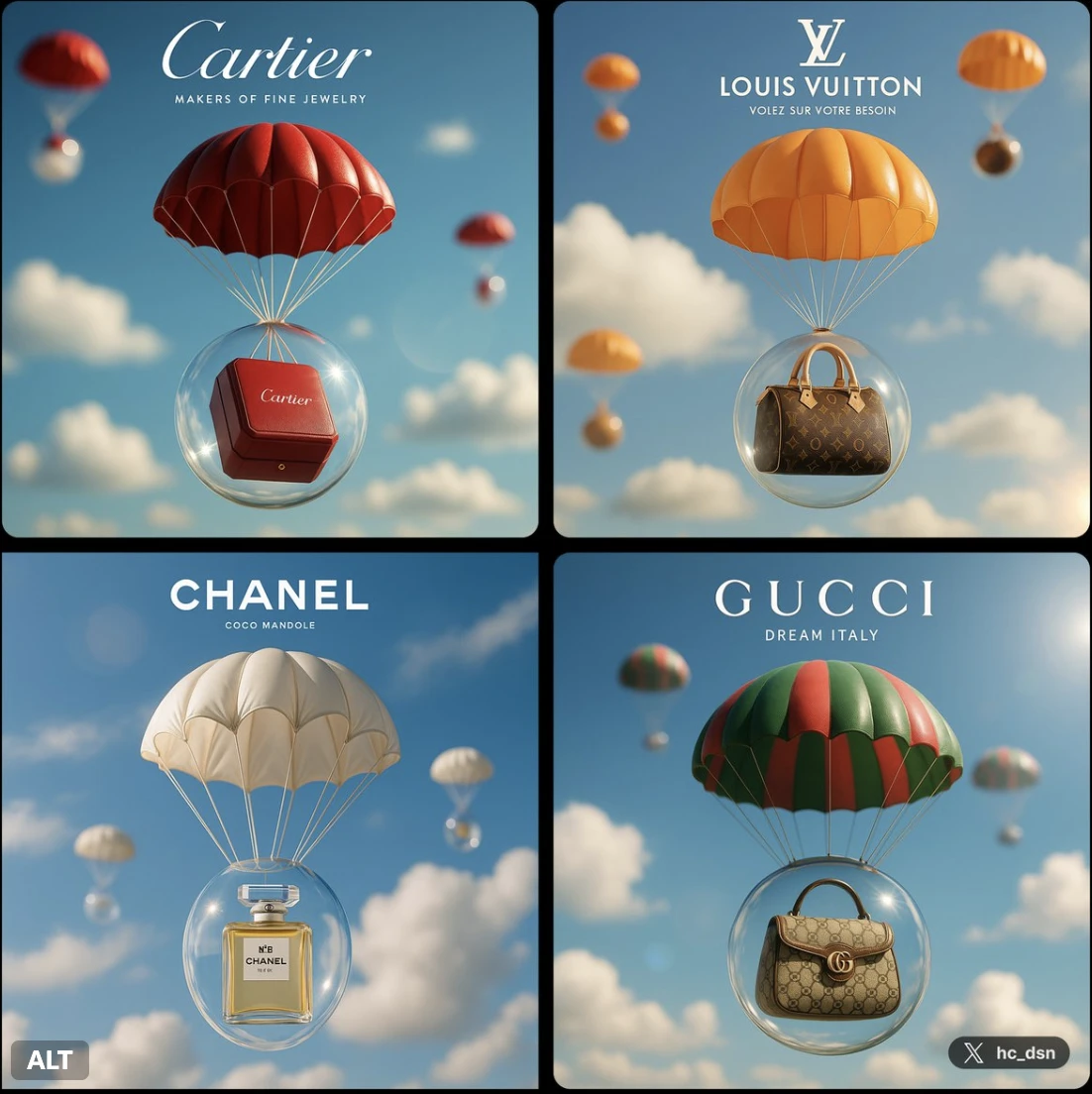 Brand Luxury Items Falling from the Sky
