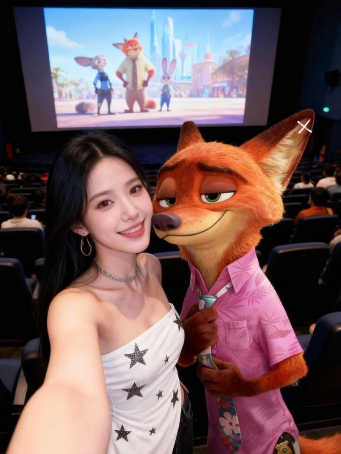 Selfie with characters in Zootopia
